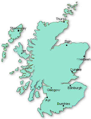 Map of Scotland coloured blue